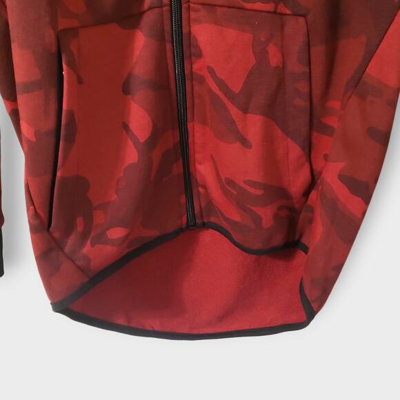 YoungLA Mens Red Camouflage Full Zip Up Hoodie Sz Small Streetwear Activewear - Picture 3 of 10